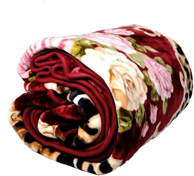 COZYEXPORTS Floral Single Mink Blanket for  Heavy Winter(Microfiber, Multicolor)