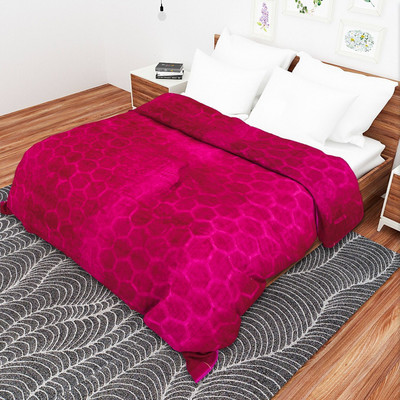 WESTETHIC Printed Double Mink Blanket for  Mild Winter(Polyester, Pink)