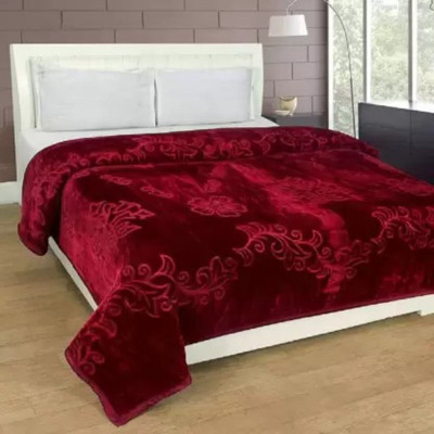 Deniyal ENTERPRISES Solid Single Mink Blanket for  Heavy Winter(Microfiber, Maroon)