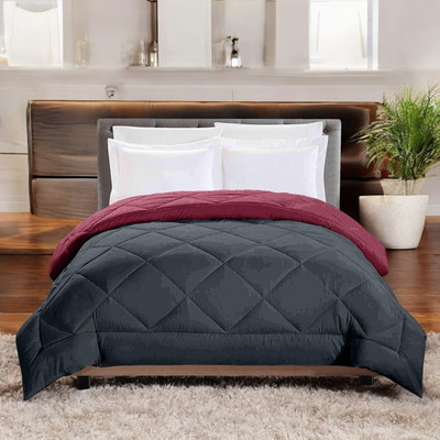 sentiments Solid Single Comforter for  Mild Winter(Microfiber, Black)
