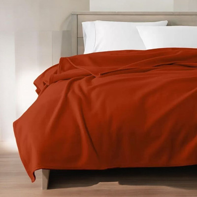The Home Talk Solid Double Fleece Blanket for  AC Room(Polyester, Red)