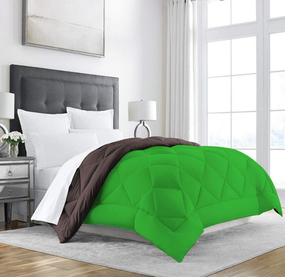 Linenovation Solid Single Comforter for  Heavy Winter(Polyester, Brown : Green)