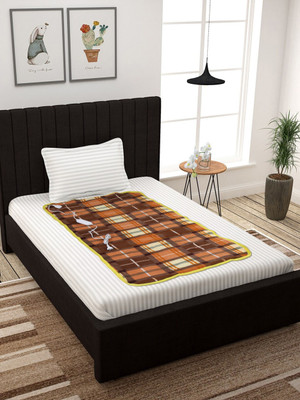 Comfort Ideas Checkered Single Electric Blanket for  Heavy Winter(Woollen Blend, Neon Orange)