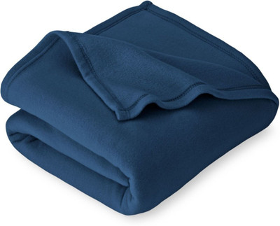 VORDVIGO Solid Single Fleece Blanket for  Mild Winter(Polyester, Blue)
