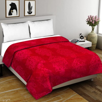 MFI Self Design Single Mink Blanket for  Heavy Winter(Microfiber, Red)