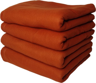 HOMIEE Solid Single Fleece Blanket for  Mild Winter(Polyester, Orange)
