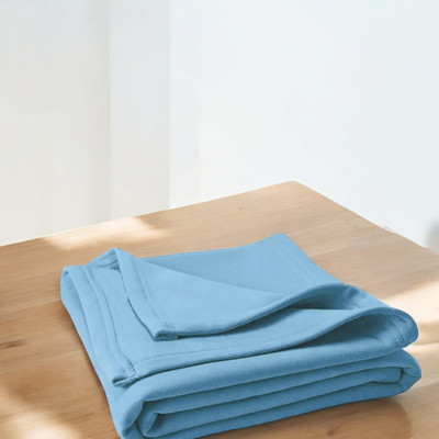 The Home Talk Solid Single Fleece Blanket for  AC Room(Polyester, Blue)