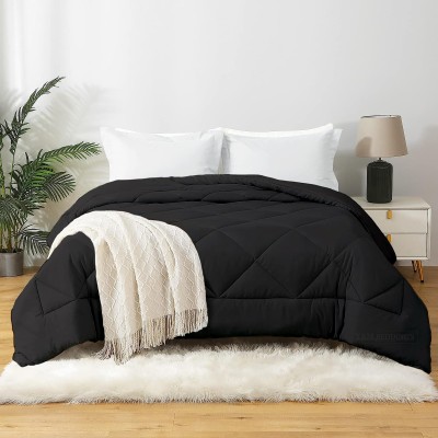 Edmund Solid King Comforter for  Heavy Winter(Microfiber, Black)