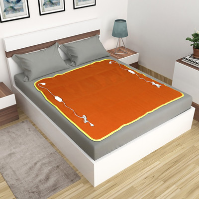 LERV'S Collection Solid Double Electric Blanket for  Heavy Winter(Polyester, Orange)