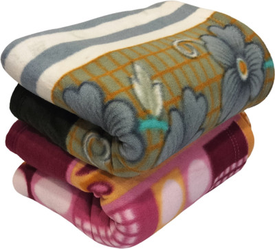 HOMIEE Floral Single Fleece Blanket for  Heavy Winter(Polyester, 2 set type-4)