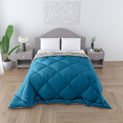CHICERY Solid Double Comforter for  Heavy Winter(Microfiber, teal grey)