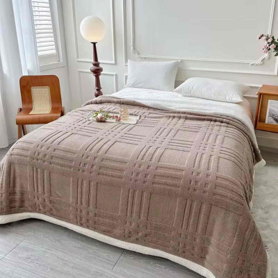 Reexplore Solid Double Sherpa Blanket for  Heavy Winter(Woollen Blend, Brown)