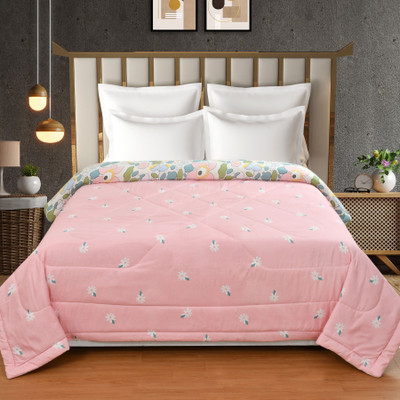 ohello Solid Double Comforter for  AC Room(Microfiber, Pastel Pink)