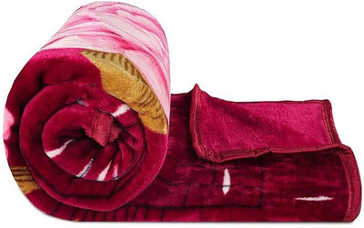 NK Handlooms Printed Double Weighted Blanket for  Heavy Winter(Microfiber, Maroon Shade)