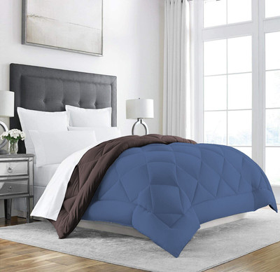 Texlux Solid Double Comforter for  Heavy Winter(Polyester, Brown : Dark Blue)