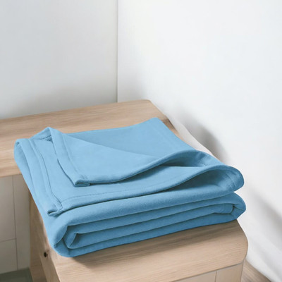 The Home Talk Solid Single Fleece Blanket for  AC Room(Polyester, Blue)
