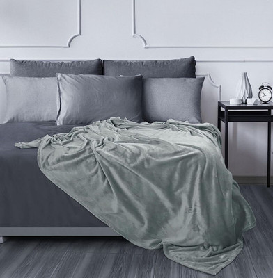 KIXTA Self Design Double AC Blanket for  AC Room(Microfiber, Grey)