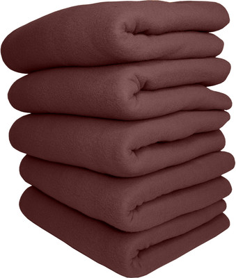 HOMIEE Solid Double Fleece Blanket for  AC Room(Polyester, 5 Brown)