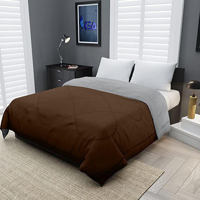 Comfowell Solid Single Comforter for  Heavy Winter(Poly Cotton, Brown & Grey)