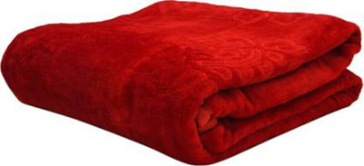Convalexa Floral Double Mink Blanket for  Heavy Winter(Microfiber, Red)