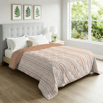 Urban Space Printed Single AC Blanket for  AC Room(Microfiber, Beige, Brown, Orange, White)