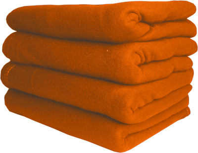 HOMIEE Solid Single Fleece Blanket for  AC Room(Polyester, 4 Orange)