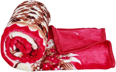 BSB HOME Floral Single Mink Blanket for  Heavy Winter(Polyester, Maroon, Beige, Red)