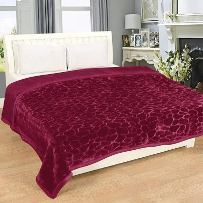 Cloth Fusion Floral Double Mink Blanket for  Heavy Winter(Polyester, Maroon)