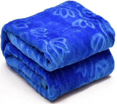 Barbarikk Floral Double Mink Blanket for  Mild Winter(Microfiber, Blue)