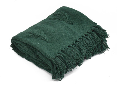 SASHAA WORLD Solid Single Throw for  AC Room(Cotton, Green)