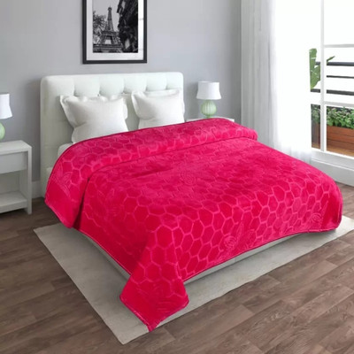 kirshinaENTERPRISES Solid Double Mink Blanket for  Heavy Winter(Microfiber, Red 1)