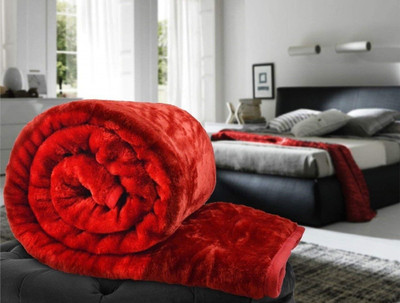 Retreat Solid Double AC Blanket for  Heavy Winter(Microfiber, Red)