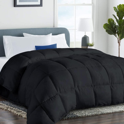 Blue Home Solid Single Comforter for  Heavy Winter(Poly Cotton, Black)