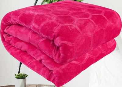 KIXTA Self Design Double Mink Blanket for  Heavy Winter(Microfiber, Pink)