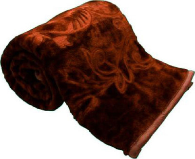 ACZO FEEL Self Design Double Mink Blanket for  Heavy Winter(Microfiber, Brown)