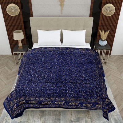 true valua Printed Single Quilt for  Heavy Winter(Satin, Blue)