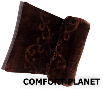 COMFORT PLANET Self Design Double Mink Blanket for  Mild Winter(Woollen Blend, Brown)