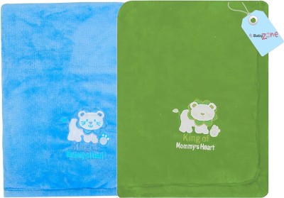 NAMAN Embroidered Crib Hooded Baby Blanket for  AC Room(Microfiber, Blue.Green)