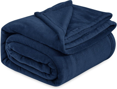 Saksham Solid Single Fleece Blanket for  Mild Winter(Microfiber, Blue)