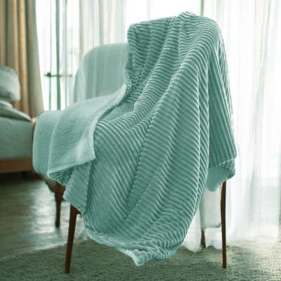Hazydecor Solid Single Sherpa Blanket for  AC Room(Woollen Blend, Beige, Blue, Green)