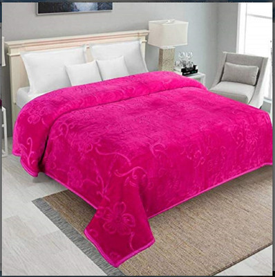 CHICERY Floral Double Mink Blanket for  Mild Winter(Microfiber, Pink)