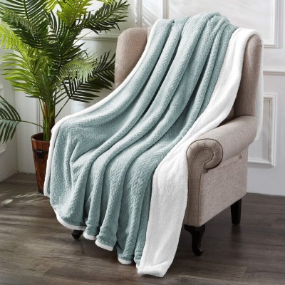 VAS COLLECTIONS Solid Single Sherpa Blanket for  Heavy Winter(Polyester, Sky Blue)