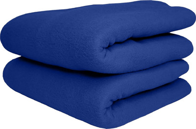 VORDVIGO Solid Single Fleece Blanket for  Mild Winter(Polyester, Blue)