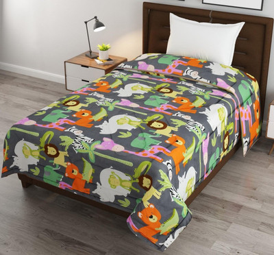 BLENZZA DECO Cartoon Single Comforter for  AC Room(Microfiber, animal black)