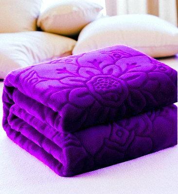 GKM Floral Double Mink Blanket for  Heavy Winter(Polyester, Purple)