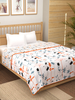 Story@home Printed Double AC Blanket for  AC Room(Cotton, Orange, Grey)