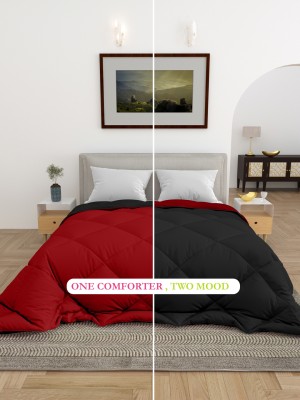 PeuFabric Checkered Single AC Blanket for  Heavy Winter(Microfiber, Red, Black)