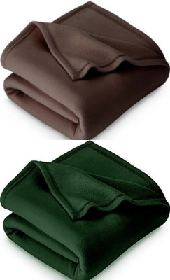 n g products Solid Single Fleece Blanket for  Mild Winter(Polyester, Brown, Green)