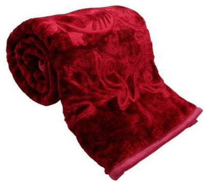 SIE STORE Floral Single Mink Blanket for  Heavy Winter(Fur, Maroon)