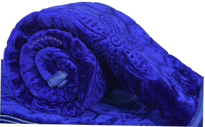 BLAN STAR Self Design Double Mink Blanket for  Heavy Winter(Microfiber, Blue)